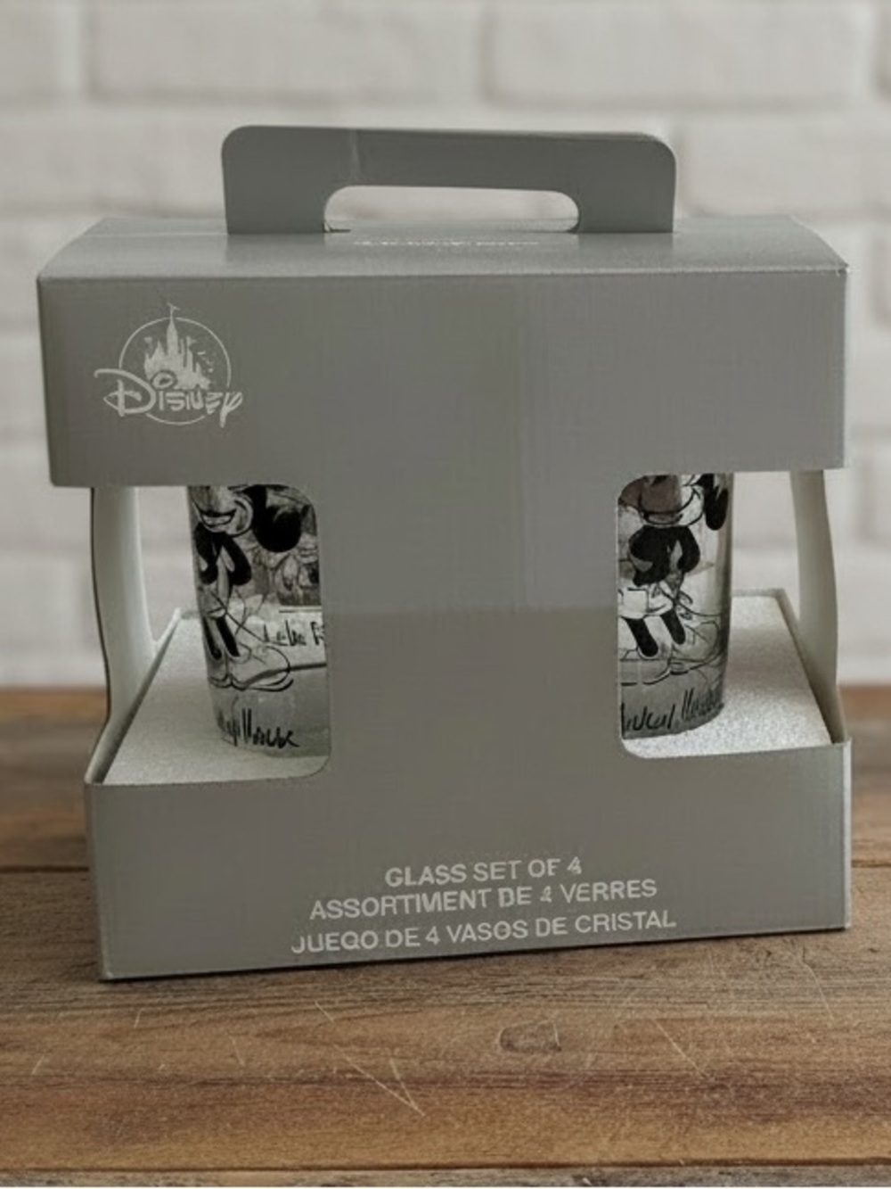 Disney Parks 16oz Classic B&W Mickey Mouse
Drinking Glasses Tumblers Set Of 4